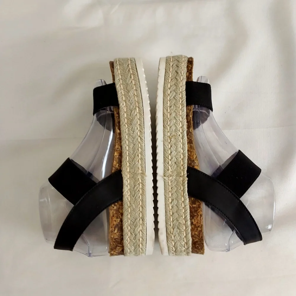 Steve Madden Black Espadrille Platform Sandals - Picture 6 of 12
